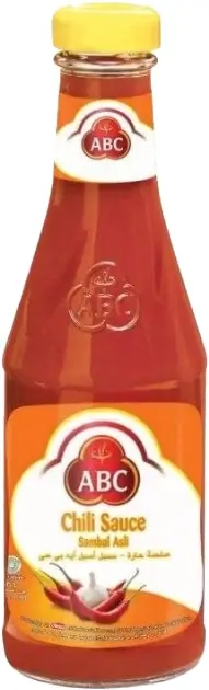 ABC Chili Sauce spiced hot sauce in glass bottle with yellow cap Indonesian condiment